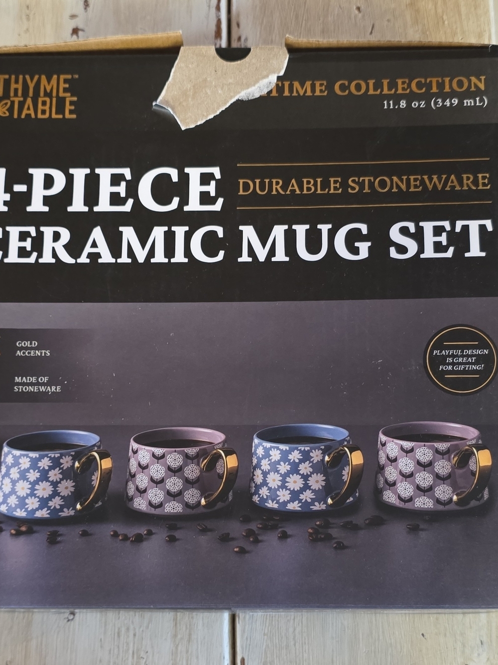 Thyme & Table Teatime 4pc Mug Set. Floral Theme